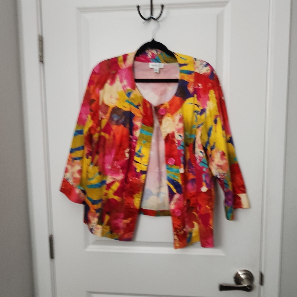 5/$30 Coldwater Creek Colorful Floral Jacket Size Xlarge
